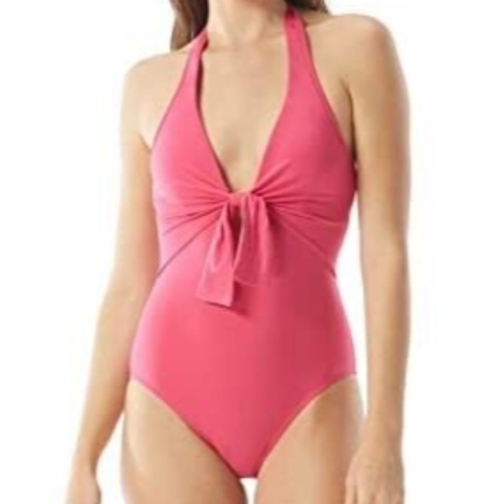 Vince Camuto Pink Bow One-Piece Swimsuit